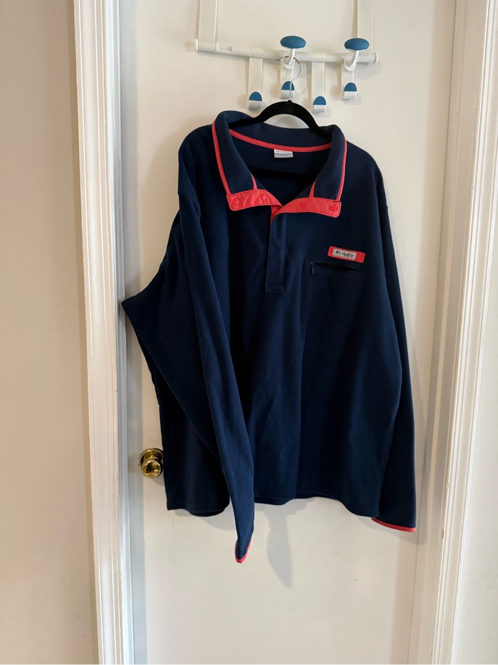 Columbia Navy Fleece Jacket with Red Piping